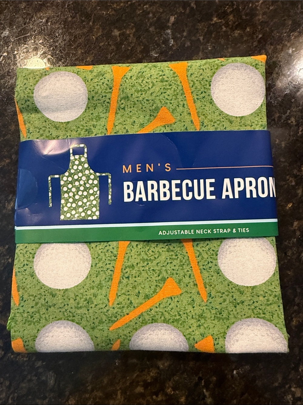 Men's Barbecue Cotton Golf Themed Adjustable Apron Orange Green White Pattern